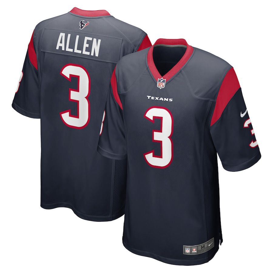 Men Houston Texans #3 Kyle Allen Nike Navy Game NFL Jersey